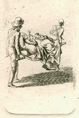 Chodowiecki - A woman with a child on a stretcher