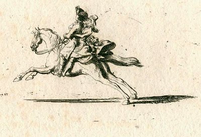 Chodowiecki - A man on horseback rescues a woman