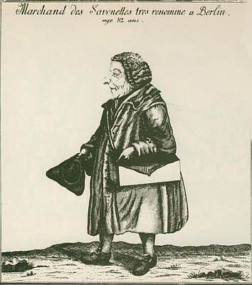 Gierat, Henri<br>1671-1763<br>soap seller in Berlin, etching by Chodowiecki 1757