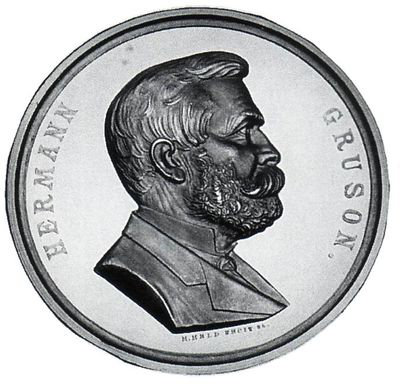 Gruson, Hermann<br>1821-1895<br>factory owner in Magdeburg, medal by Hermann Held