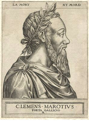 Marot, Clement<br>1496-1544<br>poet who paraphrased psalms, copper engraving by Renée Boyvin